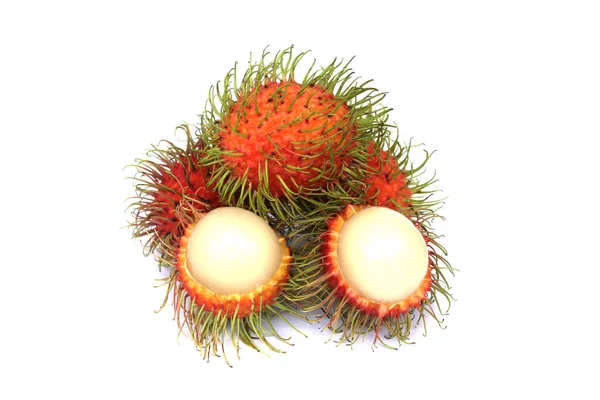 Rambutan Uma Fruta Popular Tailândia Tem Sabor Doce Isolado Fundo — Fotografia de Stock