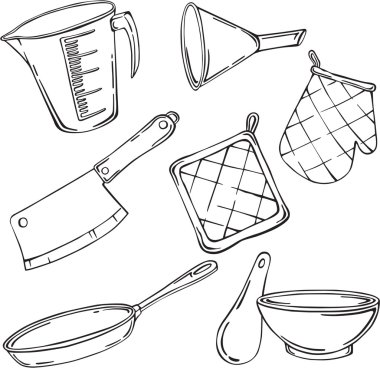 Çeşitli mutfak öğeleri vektör çizim