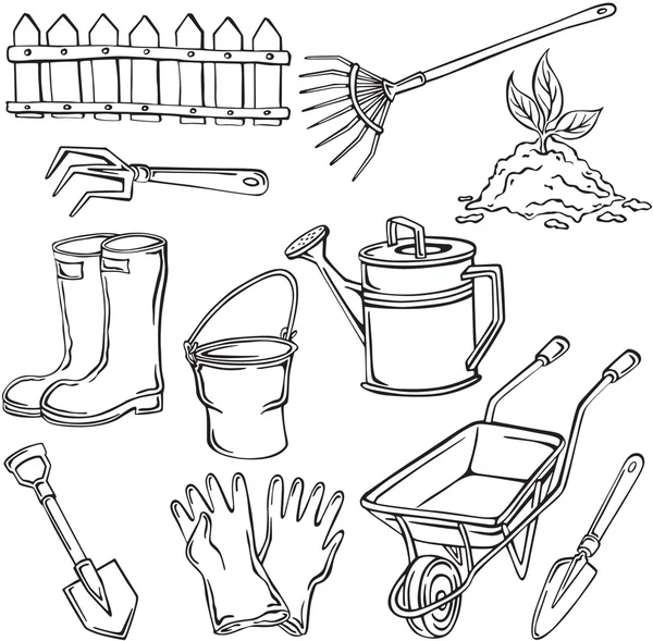 Elementos de ilustración vectorial del jardín — Vector de stock