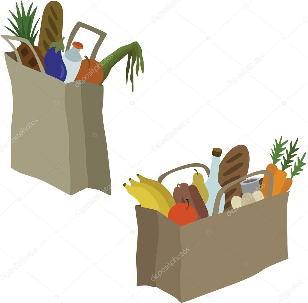 Vector illustration of grocery bags