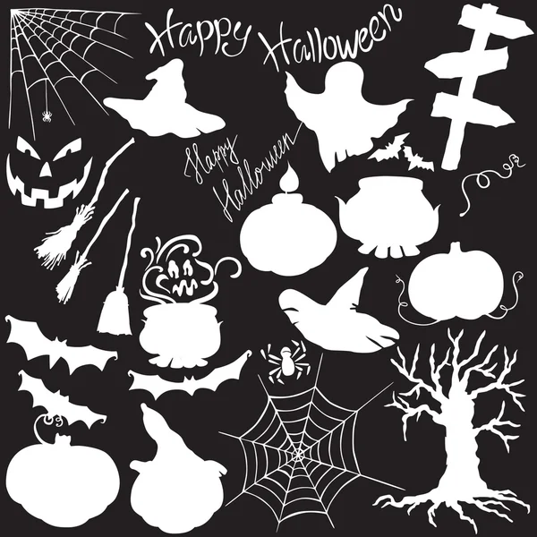 Silueta vector elementos Halloween — Archivo Imágenes Vectoriales