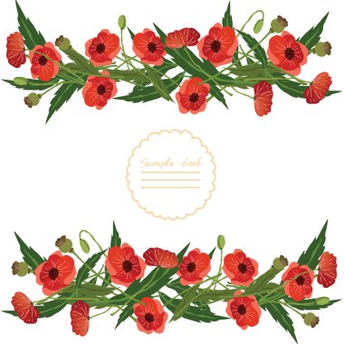 Vektör resim haşhaş çiçekleri ile