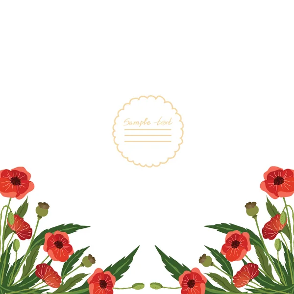 Imagen vectorial con flores de amapola — Vector de stock