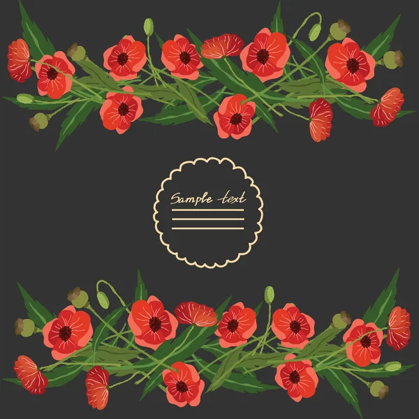 Imagen vectorial con flores de amapola — Vector de stock