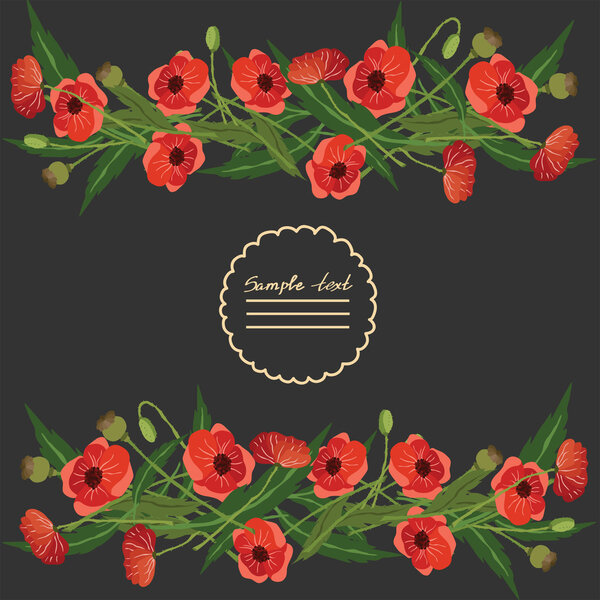 Vector picture with poppy flowers