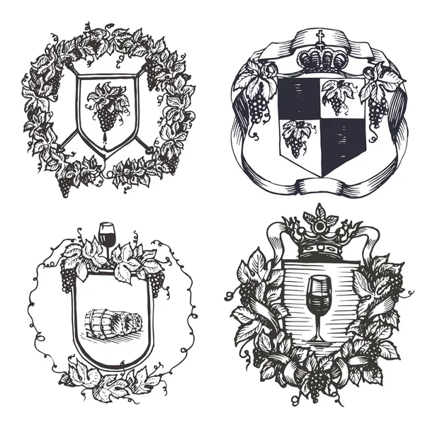 Ilustración vectorial con diferentes escudos de armas — Vector de stock