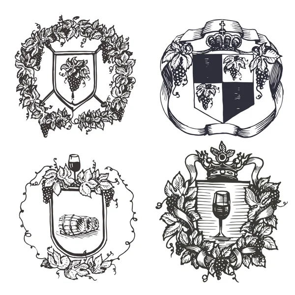 Vektorillustration mit verschiedenen Wappen — Stockvektor