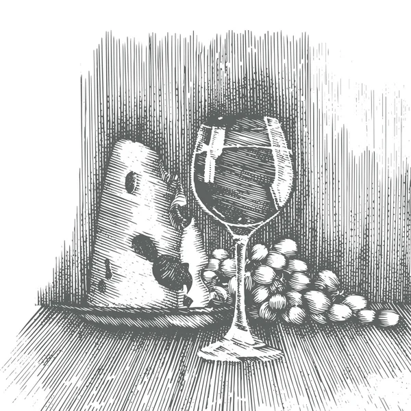 Vektor ilustrasi dengan segelas anggur - Stok Vektor