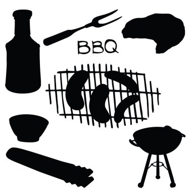 Vektör siluet öğeleri Barbekü