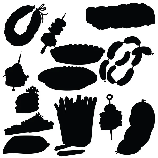 Vector silhouette of various foods — Stock Vector