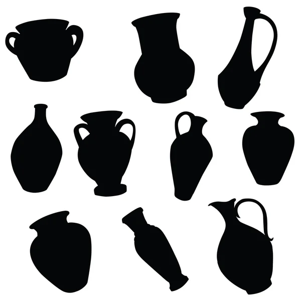 Vector silhouette of different pitchers — Stock Vector