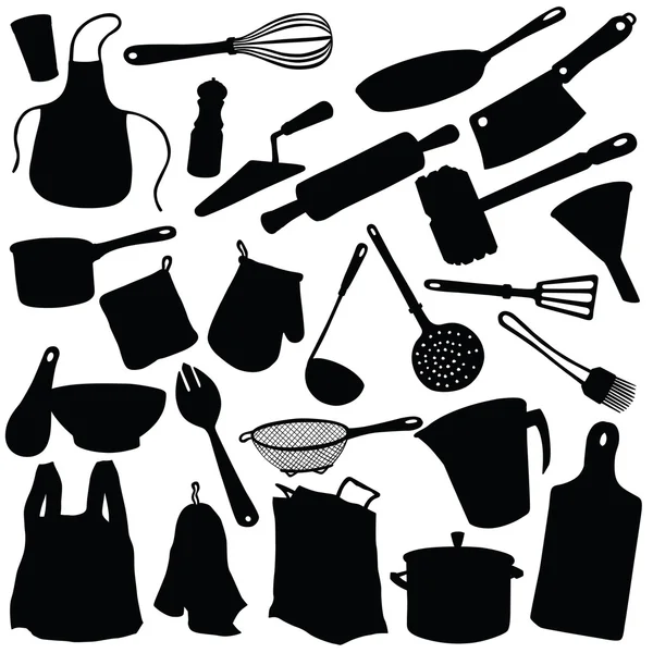 Mutfak eşyaları siluet vektör