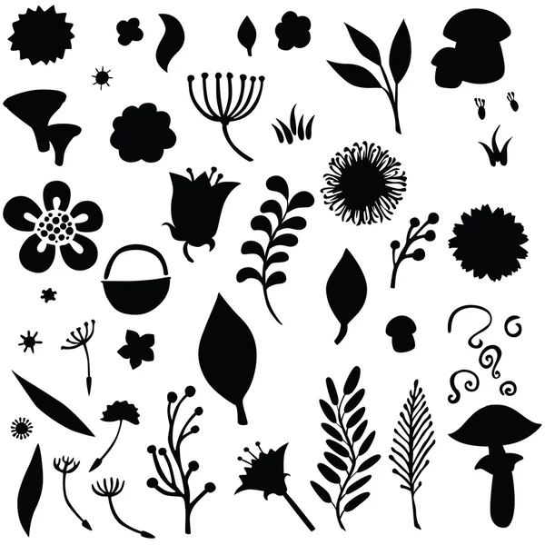 Vector silhouet van verschillende bloemen — Stockvector