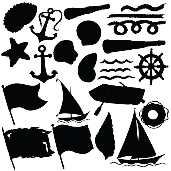 Vector silhouette of the sea elements — Stock Vector