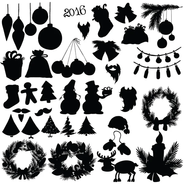 Vector silhouette elements of a new year — Stock Vector