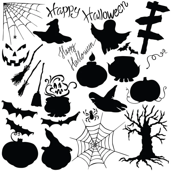 Silueta vector elementos Halloween — Archivo Imágenes Vectoriales