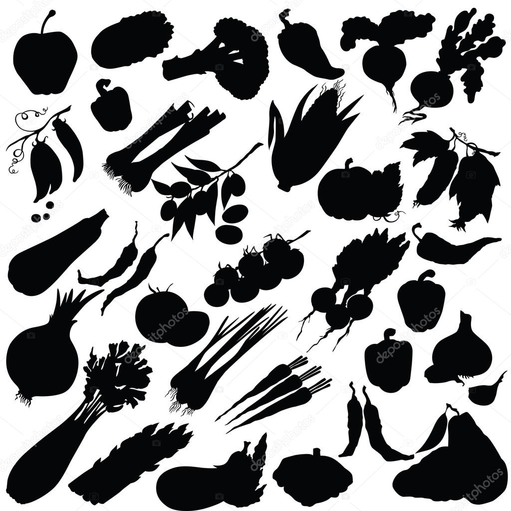 Vector silhouette of different vegetables ⬇ Vector Image by
