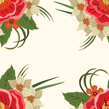 다른 꽃을 가진 벡터 패턴