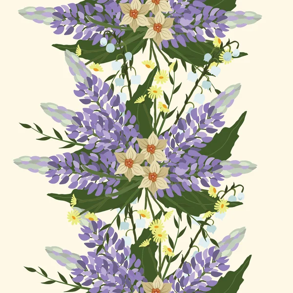 Vector patroon met verschillende bloemen — Stockvector