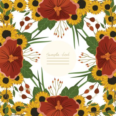 Vektör resim farklı çiçekler ile