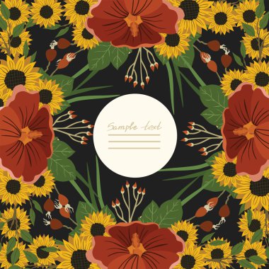 Vektör resim farklı çiçekler ile