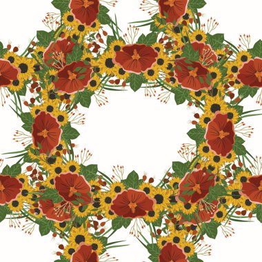 다른 꽃을 가진 벡터 패턴