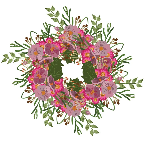 Imagen vectorial con diferentes flores — Vector de stock