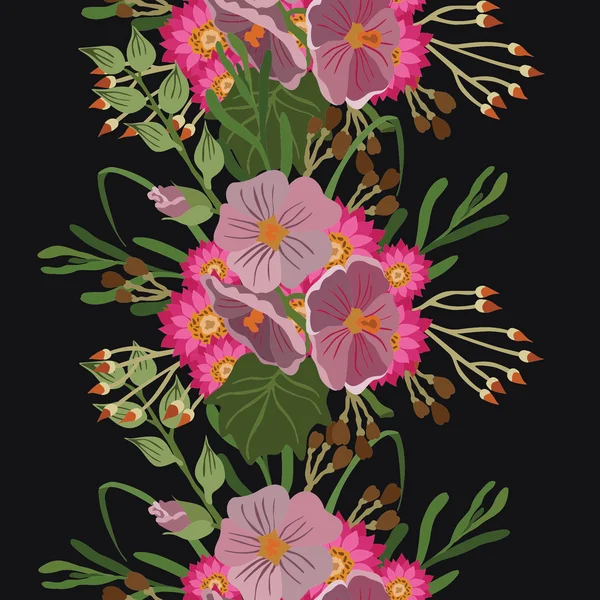 Vector patroon met verschillende bloemen — Stockvector