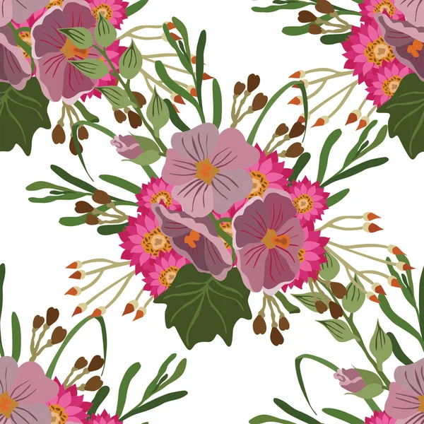 Vector patroon met verschillende bloemen — Stockvector