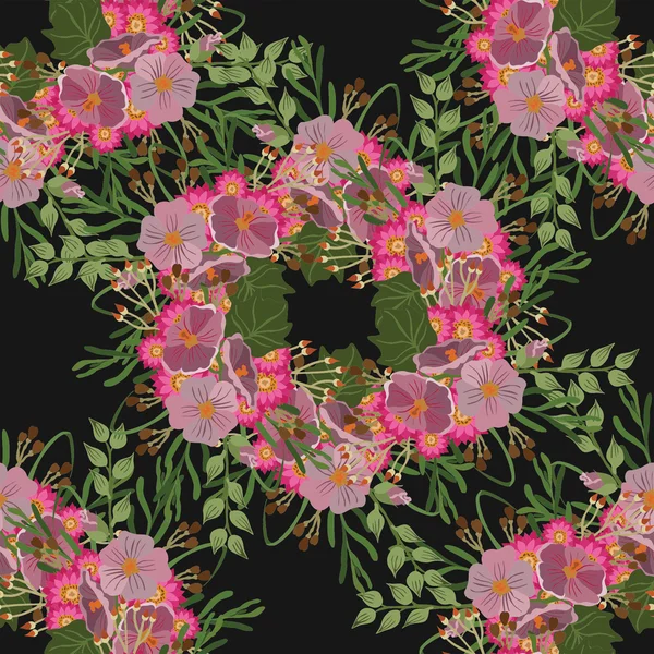 Vector patroon met verschillende bloemen — Stockvector