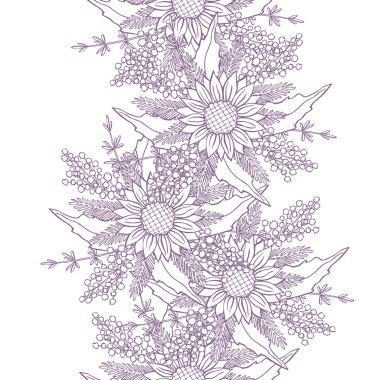 다른 꽃을 가진 벡터 패턴