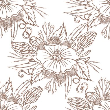 다른 꽃을 가진 벡터 패턴