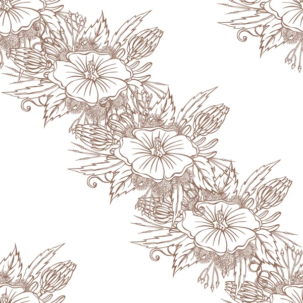 Modèle vectoriel avec différentes fleurs — Image vectorielle