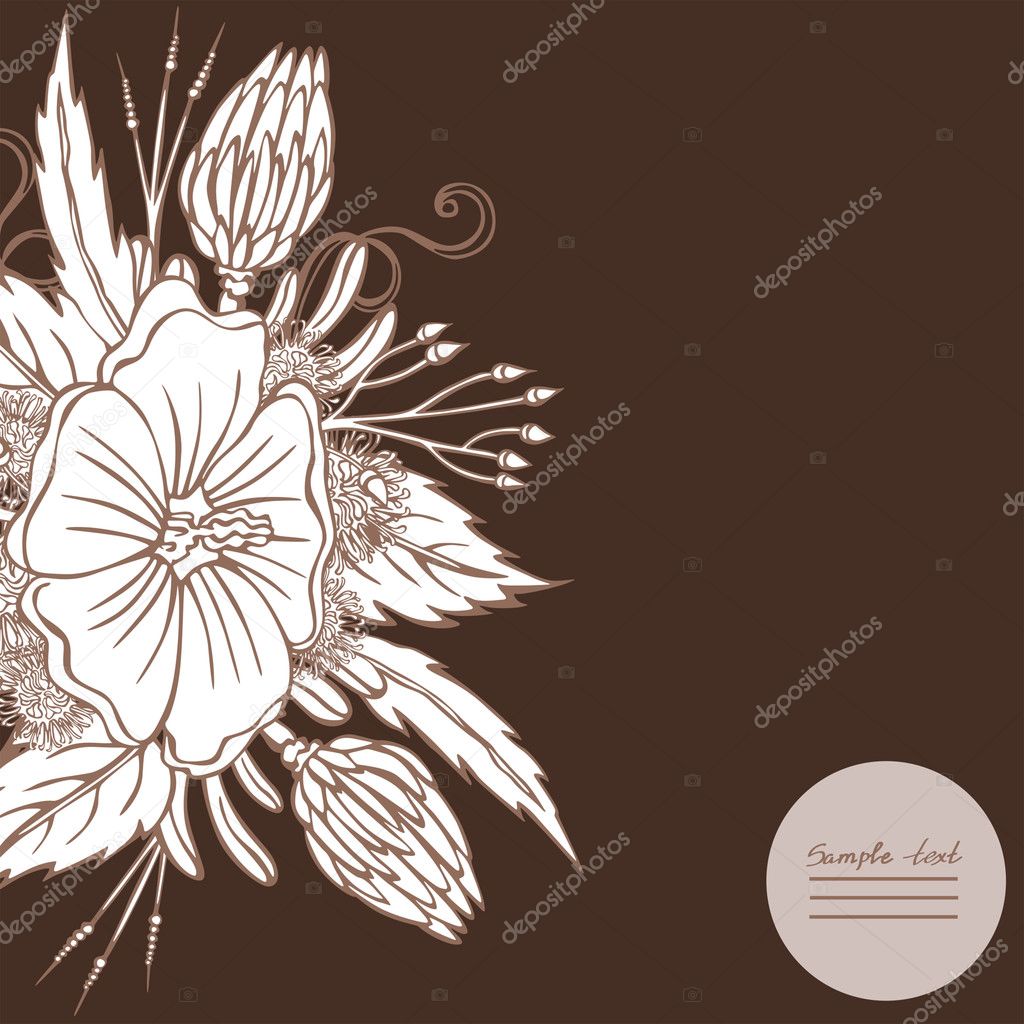 Vector picture with different flowers