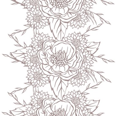 다른 꽃을 가진 벡터 패턴