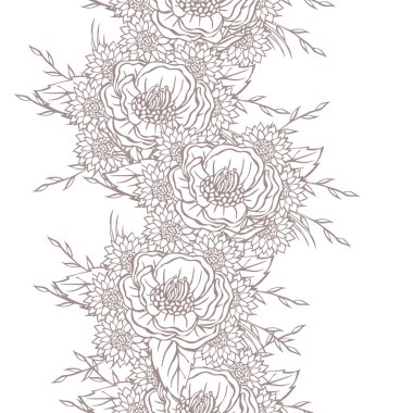 다른 꽃을 가진 벡터 패턴