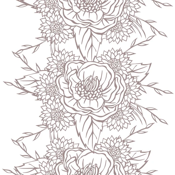 Vector patroon met verschillende bloemen — Stockvector