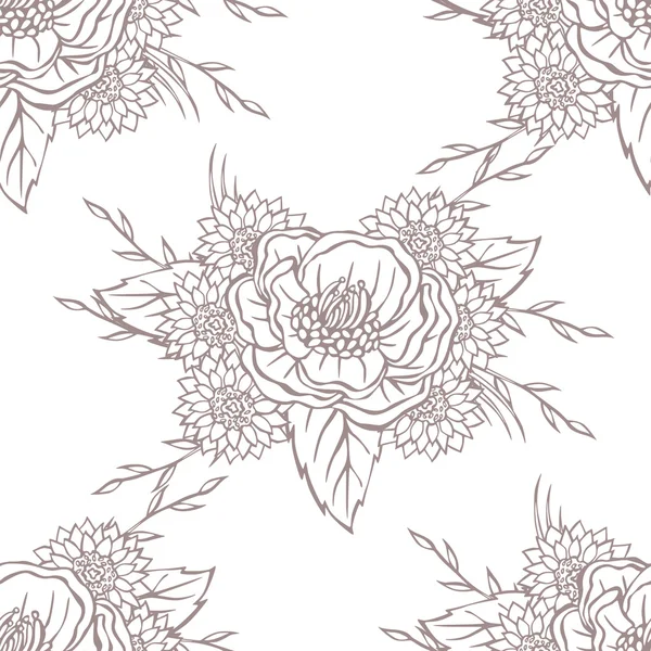 Vector patroon met verschillende bloemen — Stockvector