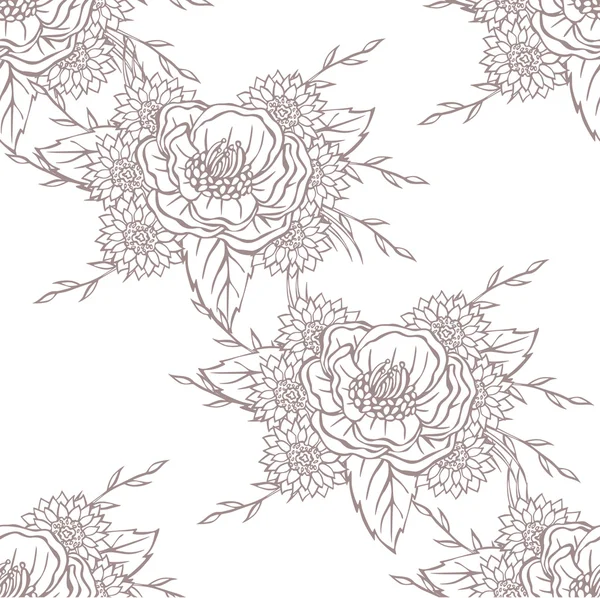 Vector patroon met verschillende bloemen — Stockvector