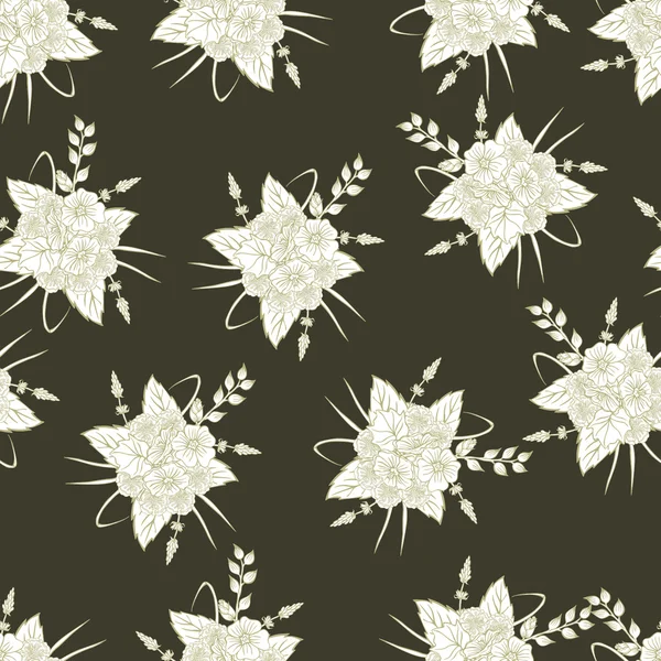 Vector patroon met verschillende bloemen — Stockvector