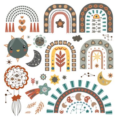 Gökkuşağı elementli soyut çizgi pop sanat koleksiyonu