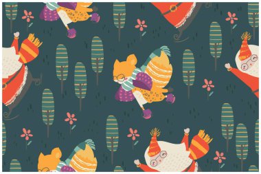 Noel tasarım elementleri dizisi Kusursuz Desensiz Noel ağacı ve element.