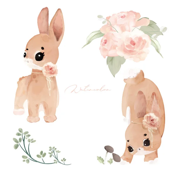 Illustration Für Tiere Und Natürliche Blumen — Stockvektor