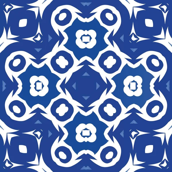 Ornamentalne Azulejo Portugalskie Płytki Wystrój Kolorowy Design Ilustracja Bezszwowego Wzoru — Wektor stockowy