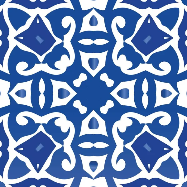 セラミックタイル Azulejoポータルサイト ベクトルシームレスパターントレリス モダンなデザイン Tシャツ スクラップブッキング リネン スマートフォンケースやバッグのための青民族の背景 ロイヤリティフリーのストックイラスト