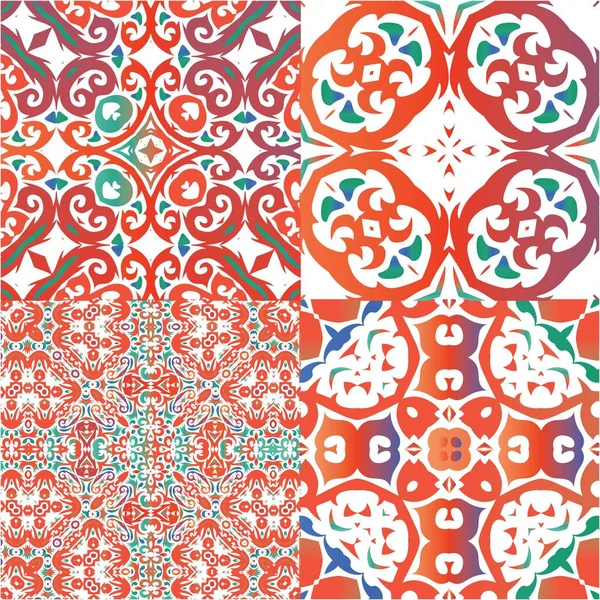 Carreaux Anciens Ornés Talavera Mexico Conception Graphique Ensemble Motifs Vectoriels — Image vectorielle