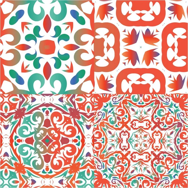 Ornamentale Talavera Mexikanische Fliesen Dekor Grafikdesign Eine Reihe Von Vektor — Stockvektor