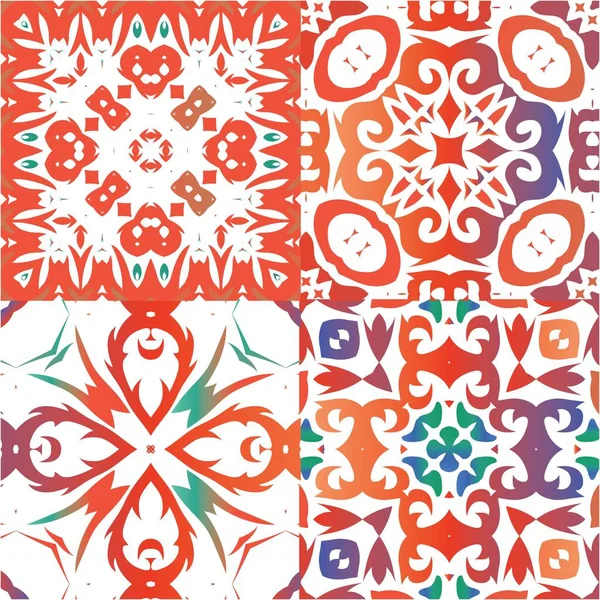 Talavera Mexicana Ornamentada Tradicional Conjunto Patrones Sin Costura Vectores Diseño — Vector de stock