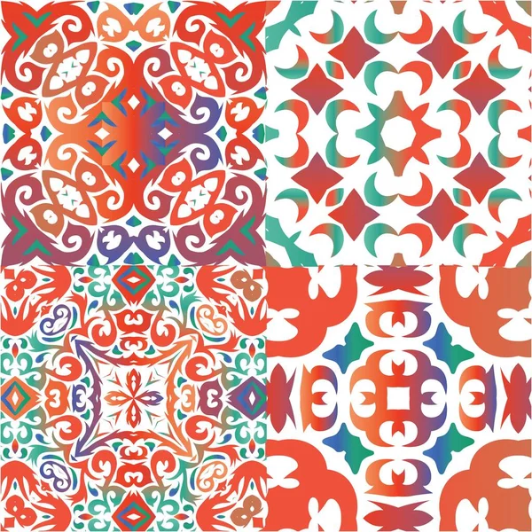 Antike Mexikanische Talavera Keramik Sammlung Vektornahtloser Muster Originelles Design Rotes — Stockvektor