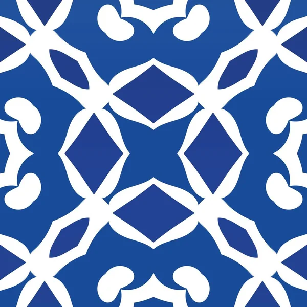 Antique Portuguese Azulejo Ceramic Fashionable Design Vector Seamless Pattern Texture — Archivo Imágenes Vectoriales